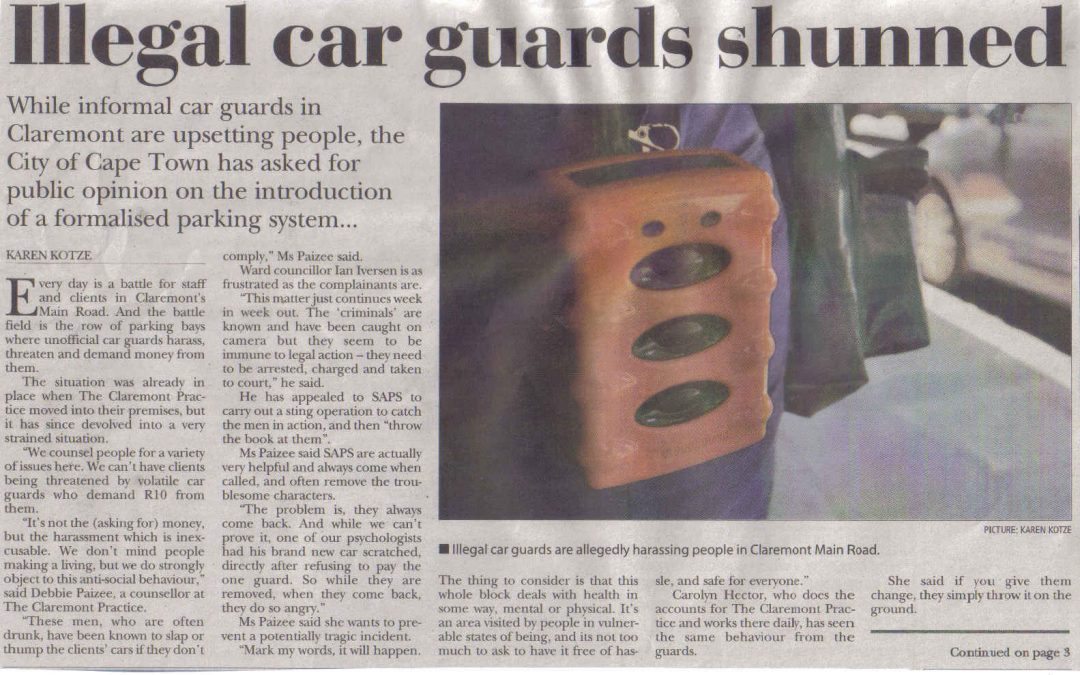 Illegal car guards shunned (Tatler, 23 January 2014)