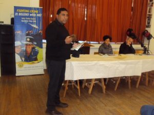 Abdul Kerbelker of the CIDC addressing the members of Claremont SAPS.